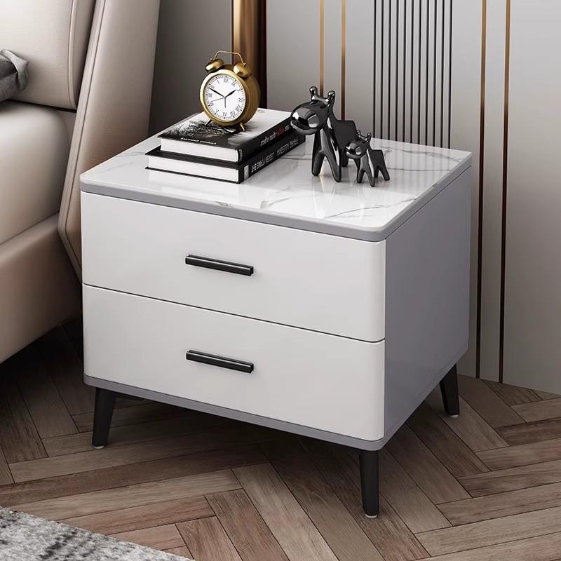 全实木烤漆岩板床头柜轻奢储物柜简约收纳柜主卧床边柜创意烤漆柜