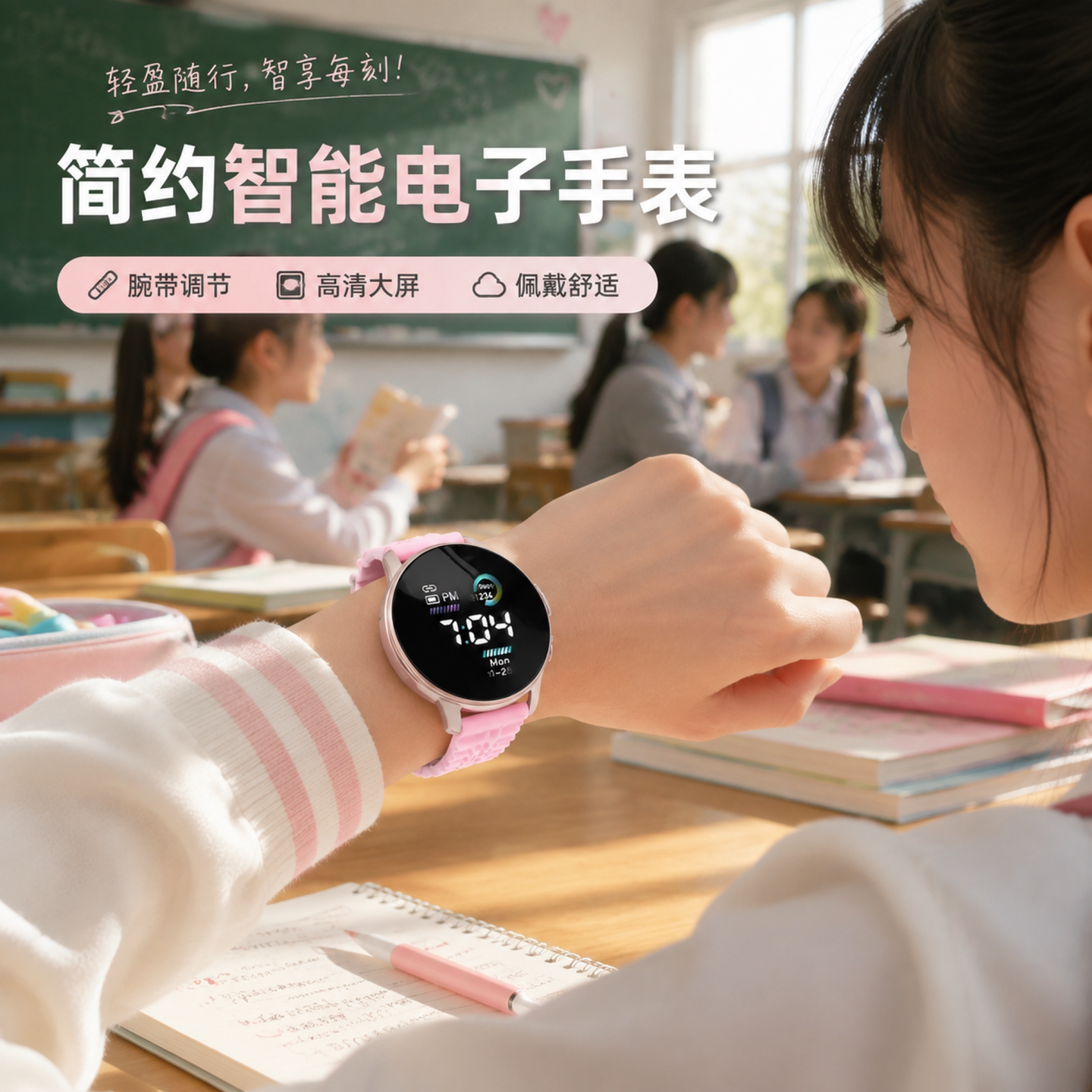 初高中学院风运动高颜值电子手表