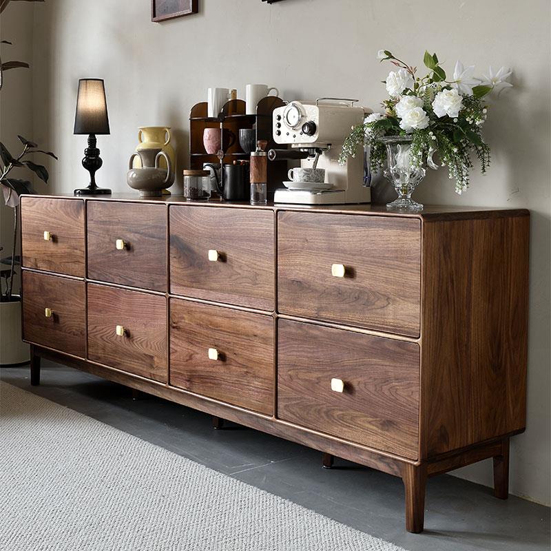 北美黑胡桃木八斗柜实木客厅靠墙收纳储物柜轻奢高级餐边柜床尾柜