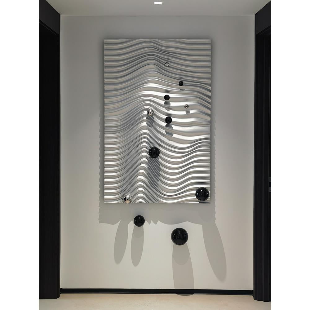 简约不锈钢球客厅装饰画创意立体浮雕实物画大气玄关走廊过道挂画