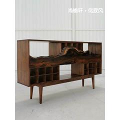 侘寂风博古展示架全实木家具储物架餐边柜民宿茶室中古茶杯架边柜