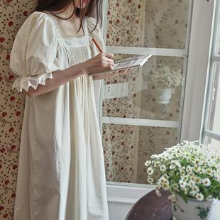 法式宫廷风覆古纯棉短袖睡裙家居服睡衣长绒棉女款夏季2025新款
