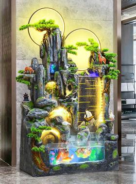 大型落地假山循环流水喷泉鱼缸客厅户外玄关公司开业招财装饰摆件