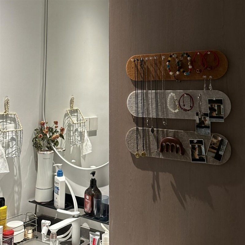 首饰项链耳饰戒指收纳墙照片墙毛毡板diy留言板店铺卧室墙面装饰