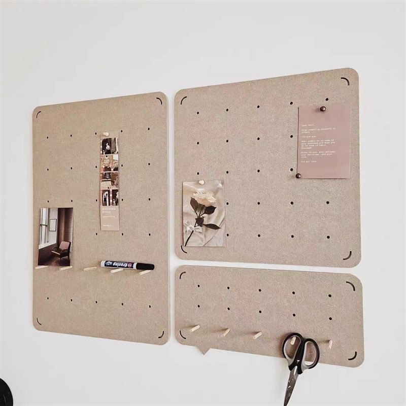 毛毡洞洞板照片墙贴组合软木留言板简约风书桌墙面装饰置物架自粘