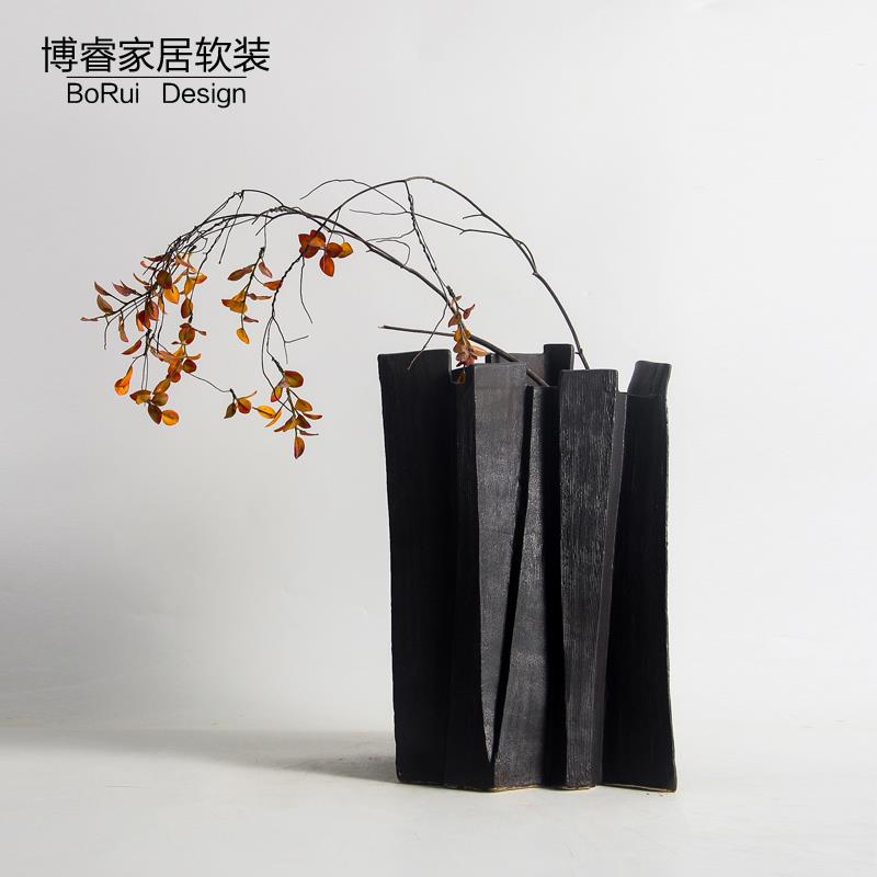 现代极简创意几何陶瓷花瓶摆件插花器样板房间民宿酒店客厅装饰品