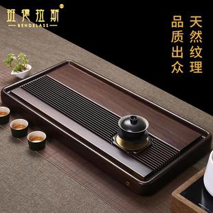 茶盘整块黑乌檀木实木茶台简约家用客厅功夫茶具茶海托盘沥水套装