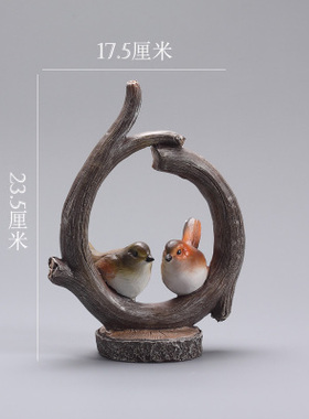 美式现代创意摆设小鸟家居简约电视柜酒柜装饰品树枝小鸟客厅摆件
