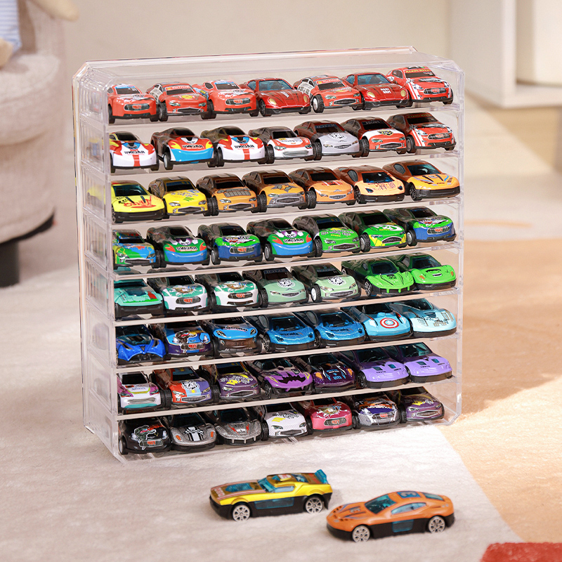 玩具车模型亚克力收纳盒子儿童合金小汽车多层分格透明桌面置物架