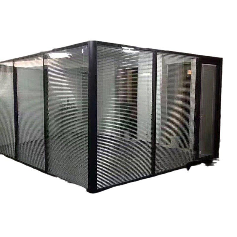 办公室玻璃隔断铝合金玻璃隔断双层百叶铝合金钢化磨砂玻璃隔断墙