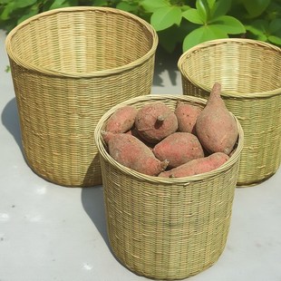 竹编竹篓圆竹篮竹制品水果蔬菜鸡蛋筐蜜蜂笼垃圾篓家用厨房收纳筐