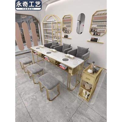 永奇N1自带吸尘器美甲桌椅套装单双三人多功能美甲台全套大理石