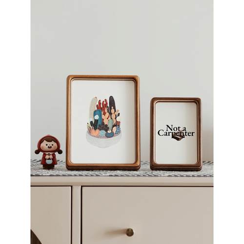 6寸实木圆角摆台洗照片做成相框8寸A4打印相片框定制装裱木质画框