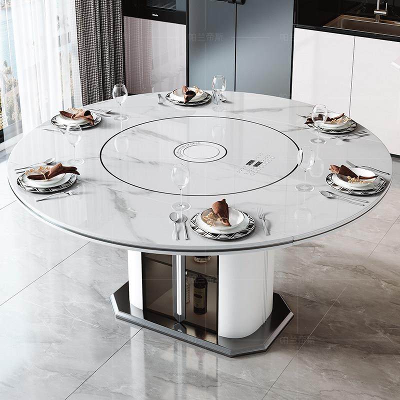 国家补贴2025新款岩板圆形餐桌伸缩餐桌带电磁炉暖菜转盘家用餐桌,住宅家具,岩板餐桌,淘宝优惠券,粉丝福利购,淘宝优惠卷
