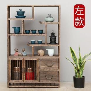 博古架实木中式小型茶杯架子茶具收纳层架茶架展示架茶室茶柜置物