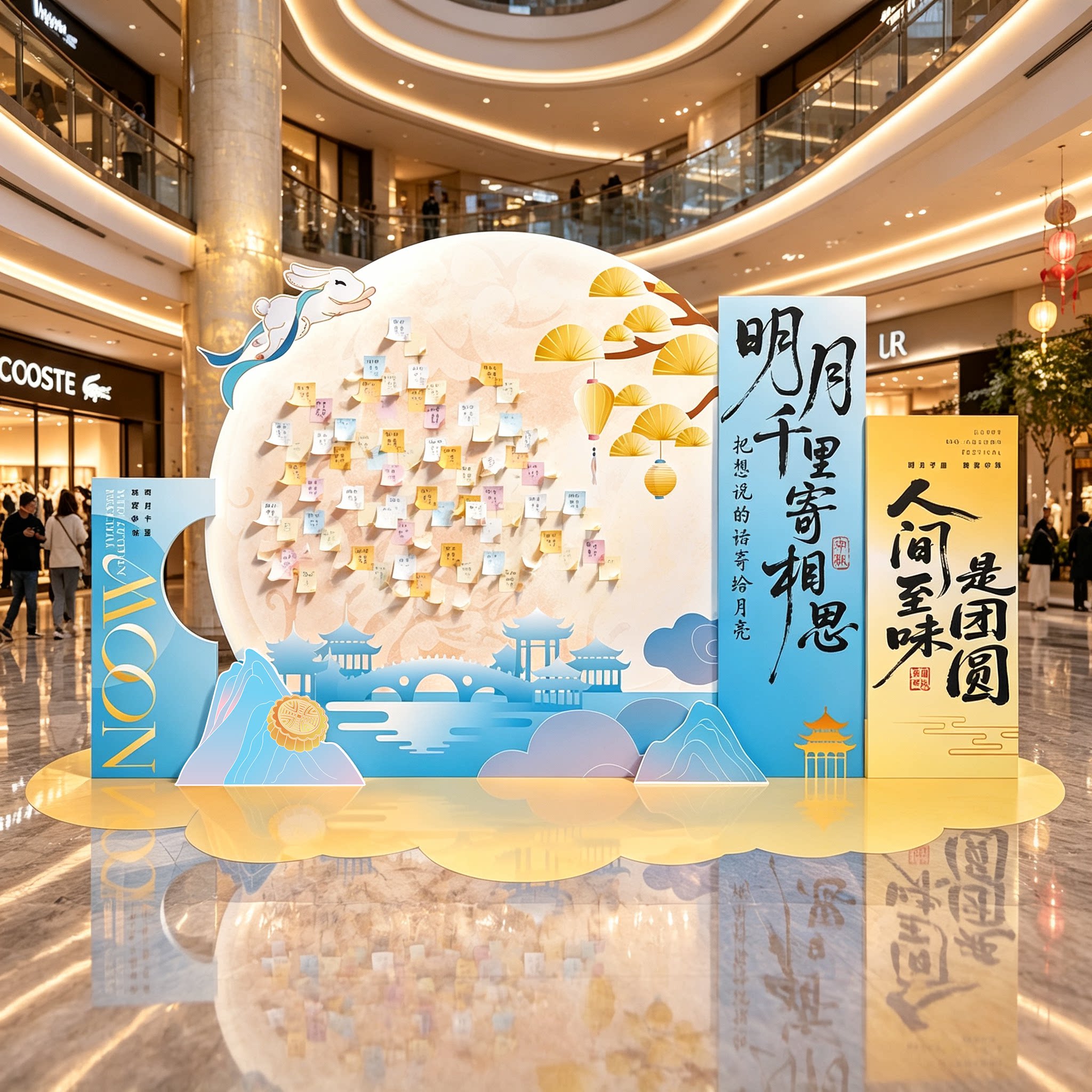 中秋国潮心愿墙打卡背景墙图片