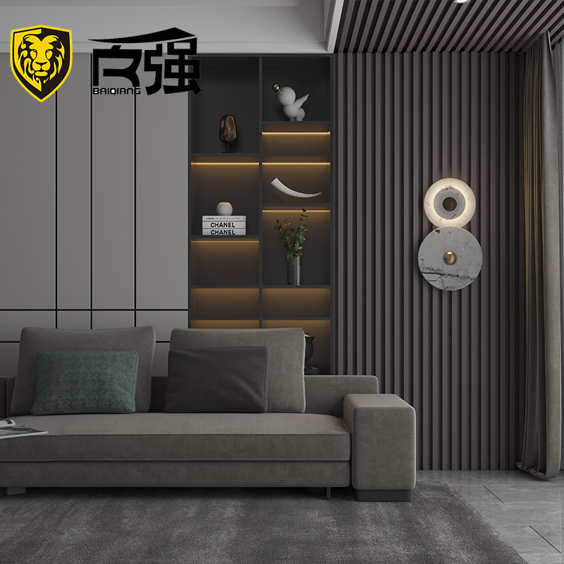 半圆实木格栅板沙发电视背景墙护墙板凹凸弧形小波浪板免漆装饰板