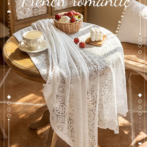 法式轻奢镂空蕾i丝桌布高级感餐厅布艺家用盖布书桌台布田园现代