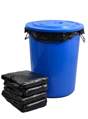 特大加厚实黑色物业垃圾袋环卫用酒z店120L升平口塑料袋100X12琴