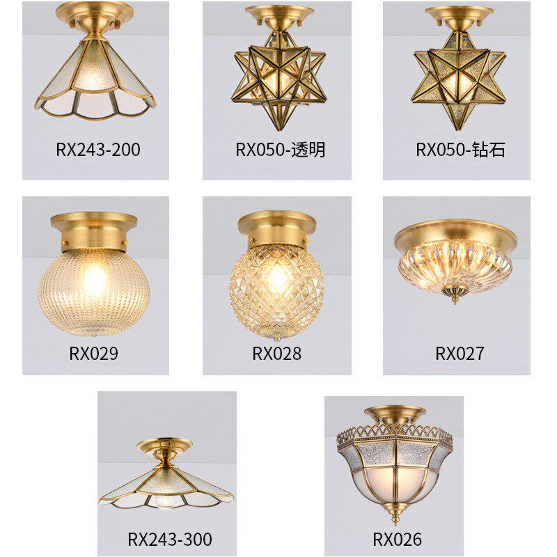 阳台灯欧式全铜小吸顶灯简约个性创F意过道灯玄关灯衣帽间入户灯