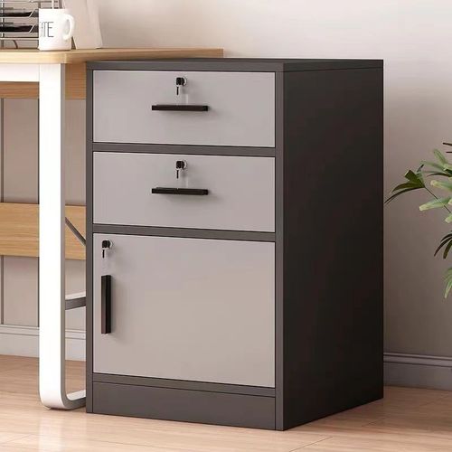 文件柜办公室桌下收纳柜带锁矮柜抽E屉柜木质边柜储物柜落地小柜