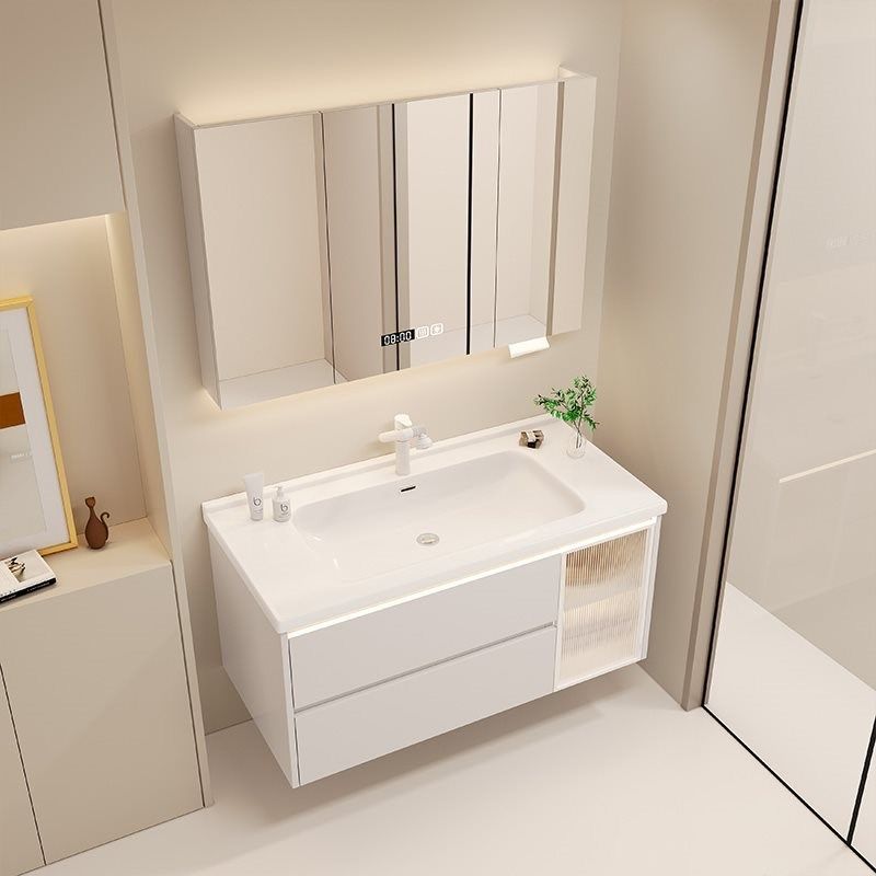 轻奢奶油风智能岩板n陶瓷一体盆浴室柜镜柜组合卫生间洗脸池洗漱,家装主材,浴室柜,淘宝优惠券,粉丝福利购,淘宝优惠卷