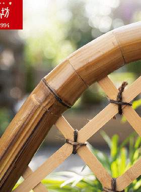 匠心坊庭院景观花园摆件手工弯脚网格竹栅栏阳台装饰搭配鱼池造景