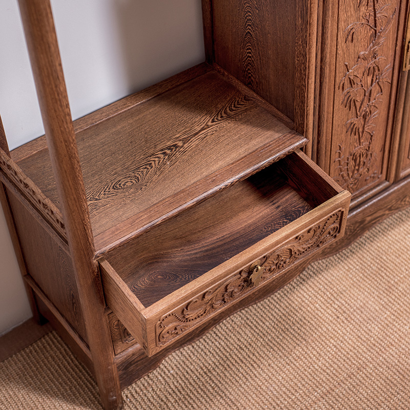 红木家具鸡翅木博古架实木中式摆件隔断仿古董架客厅玄关柜多宝阁