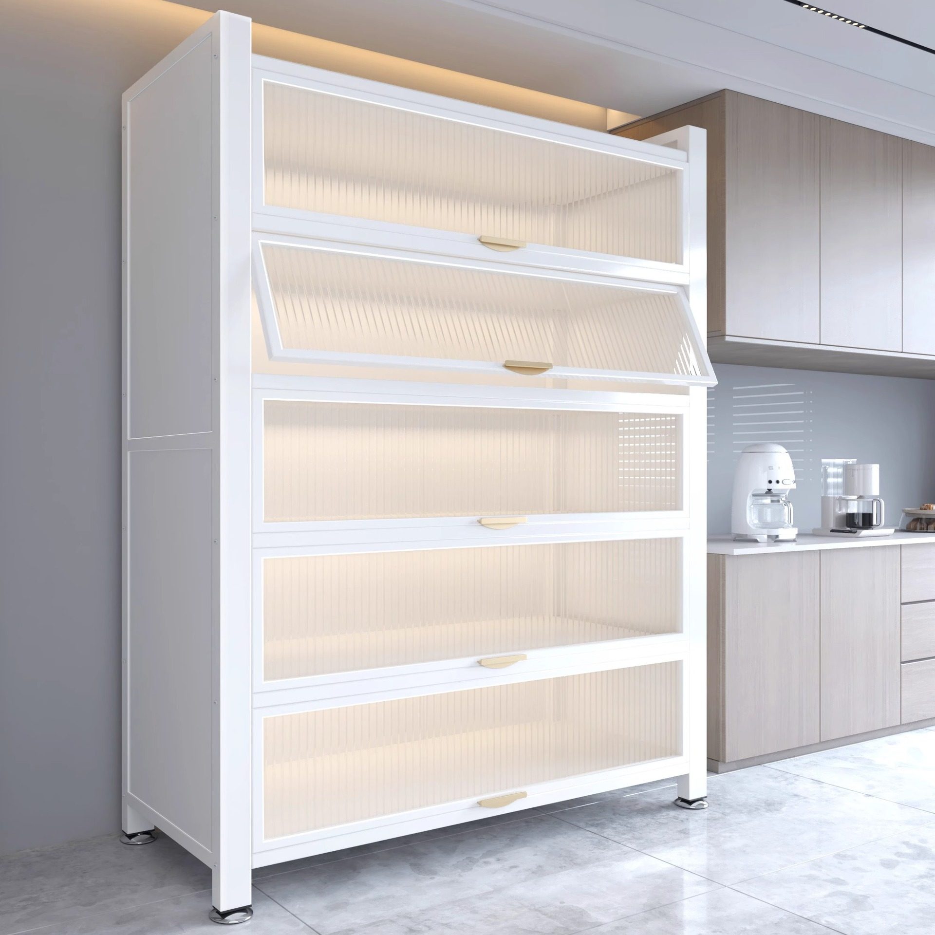 厨房置物架落地多层收纳置物柜子微波炉带门多功能橱柜防尘储物柜,智能设备,其他智能配件,淘宝优惠券,粉丝福利购,淘宝优惠卷