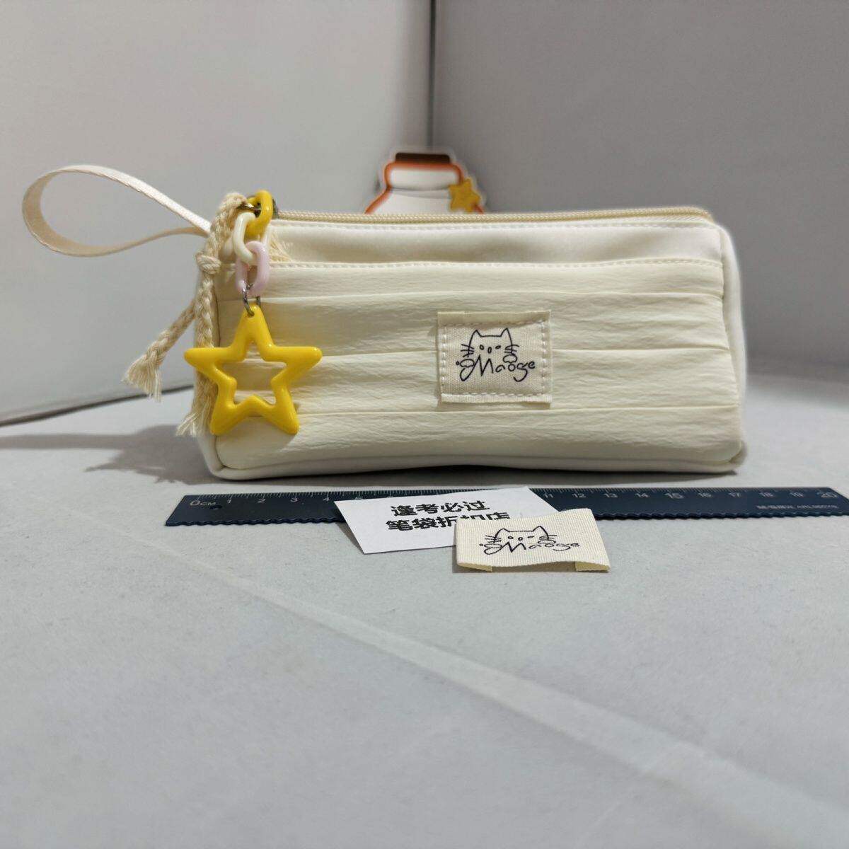 【Bolor正品】可爱猫咪笔袋白色文具袋学生简约多功能收纳豆腐包