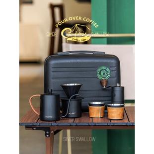 x27;COFFEE手冲咖啡壶套装 HA& 户外露营便携包磨豆机旅行手提箱礼