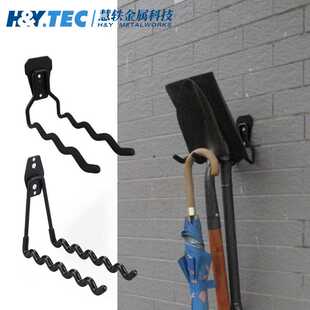 黑色车库金属收纳铁挂钩间隔放波浪磨砂面网球拍 浸塑包胶家用