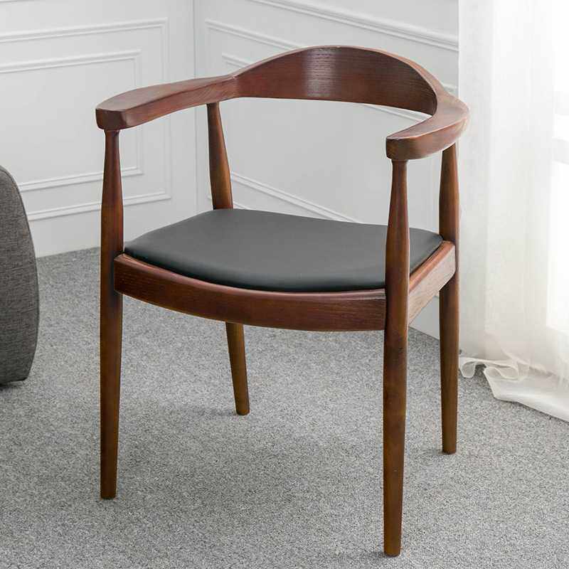 原木椅子实木扶手靠背椅北欧餐椅休闲原版办公椅简约广岛椅