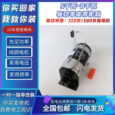 KW小型用发皮带轮电机 8KW动力改装发家电机 全铜发电机3永动机
