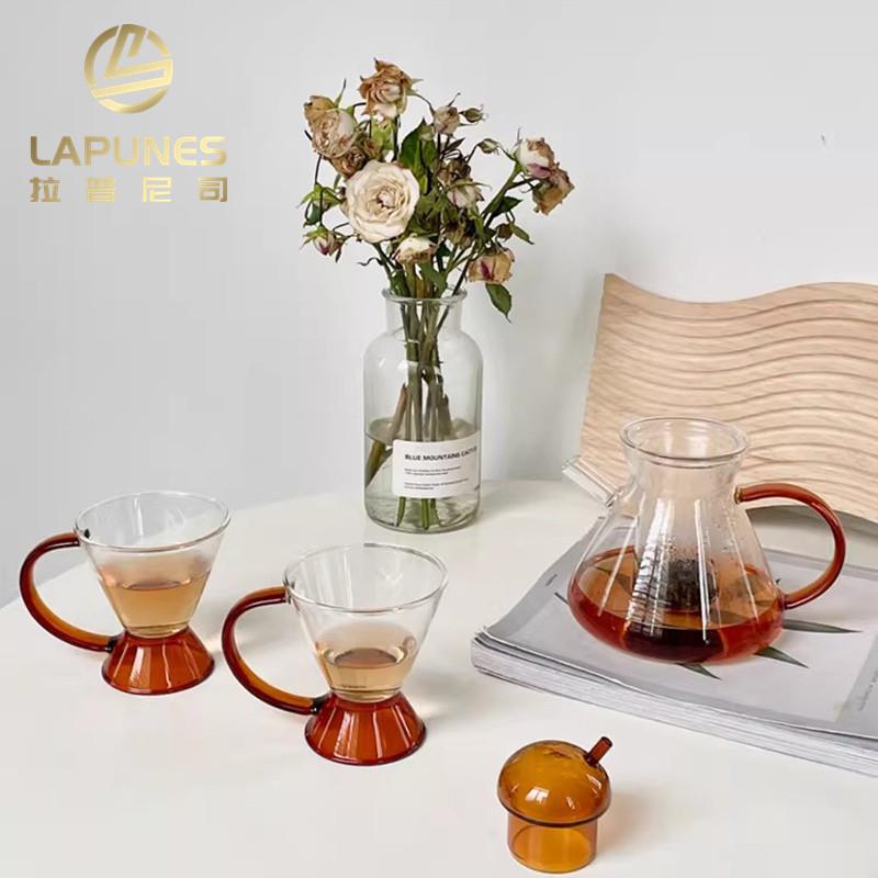Lapunes法式玻璃茶壶泡茶壶家用耐高温花茶壶煮茶器下午茶具套组