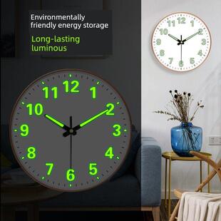 天王星无打孔挂钟无线电波家居时尚挂钟自动时间夜光家居挂钟