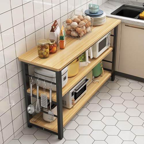 厨房置物架落地多层小户型微波炉架切菜桌家用新款简约家用长条桌