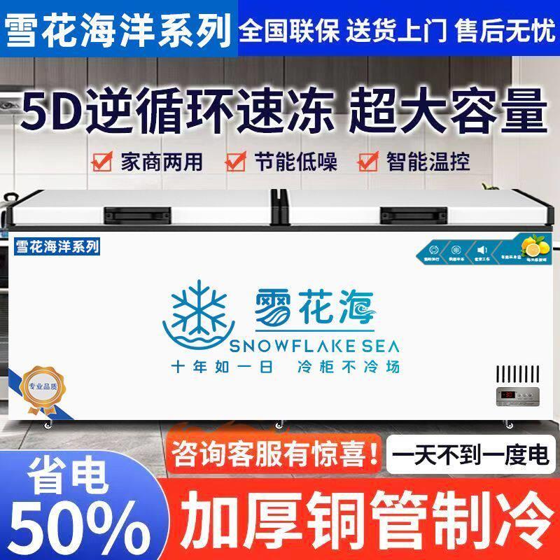 雪花海冰柜冷藏冷冻商用大容量铜管卧式节能冷冻柜单温双温两用柜