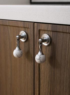 indoors原创高端法式复古天然石柜门把手衣柜鞋柜抽屉黄铜球拉手