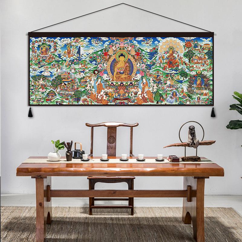 佛缘唐卡挂画 画挂毯壁毯布画 画客厅卧室背景墙装饰走廊遮挡民族
