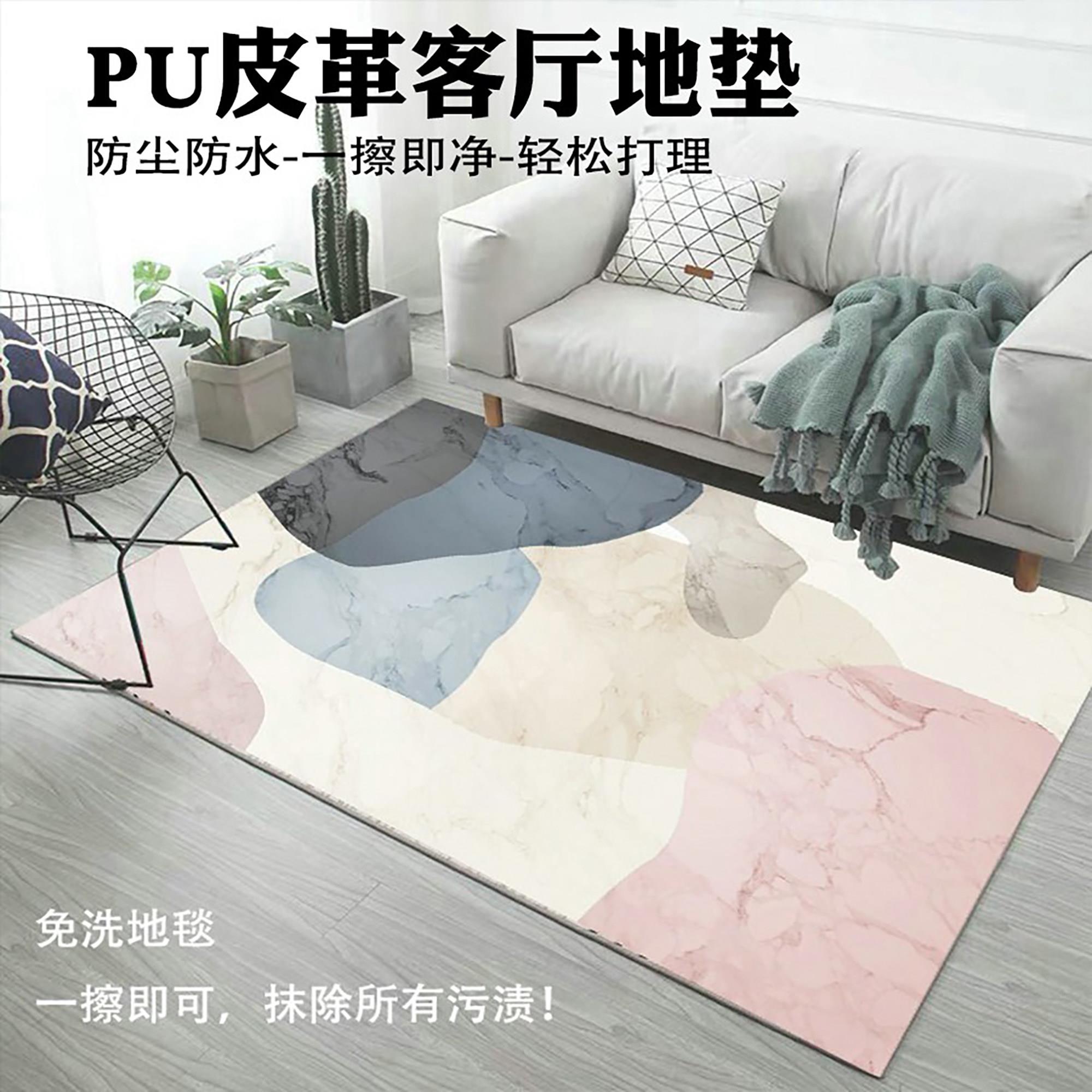 小清新可擦洗pvc地垫客厅免洗 PU皮革地毯防水卧室入户门玄关定制