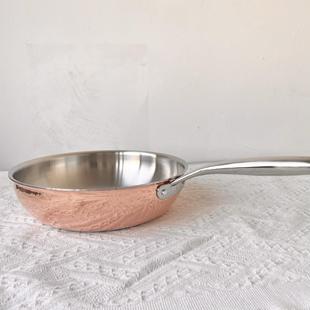 外贸铜包18-10不锈钢平底煎锅28cm炒锅包铜不沾锅电磁炉瓦斯炉