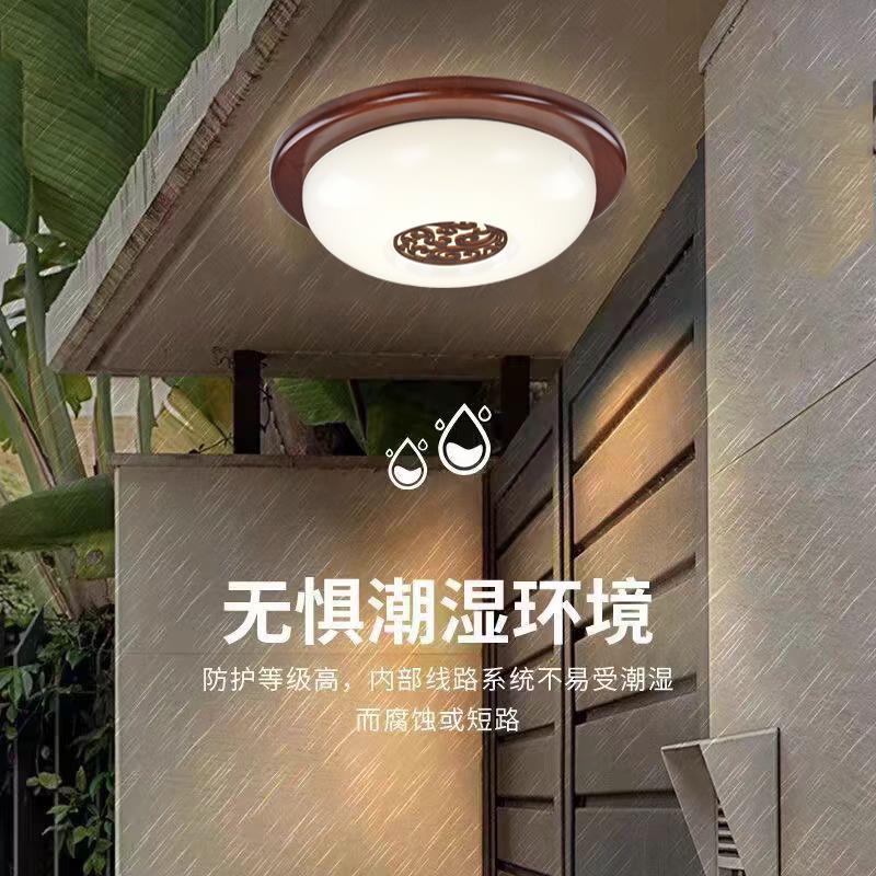 家装实木户外阳台过道走廊玄关led2023新款中式入户中国风吸顶灯