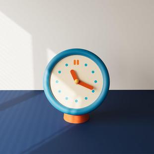 创意简约时钟覆古座钟表蓝色卡通挂表挂钟家庭卧室装饰桌面摆件