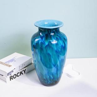 口落地轻奢高档花瓶花卉装 孔雀蓝开 饰品 新中式 B225