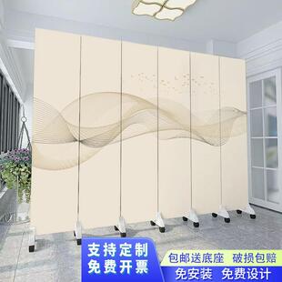 定制屏风隔断办公室入户门玄关双面轻奢美容院折叠移动带滑轮折屏