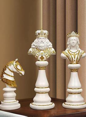 国际象棋摆件国王战马西洋人像棋子摆设家居客厅玄关电视柜装饰品