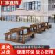 户外防腐桌椅实木庭院阳台连身桌椅组合奶茶烧烤店食堂餐桌椅带伞