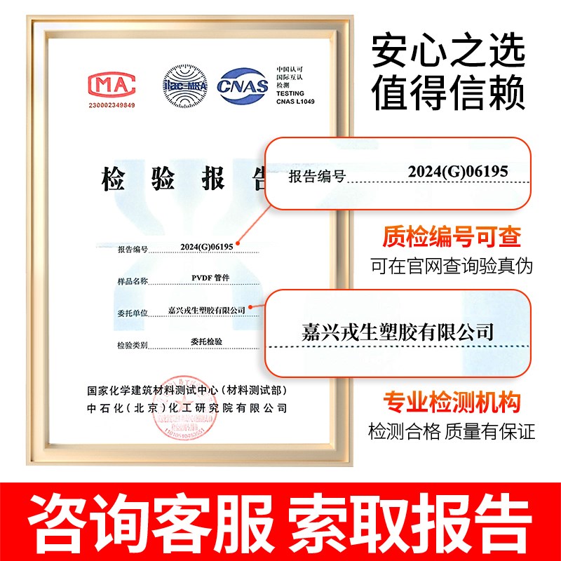 戎生PVDF管热熔承插对焊化工管硬管圆管耐高温耐酸碱工业水管配件