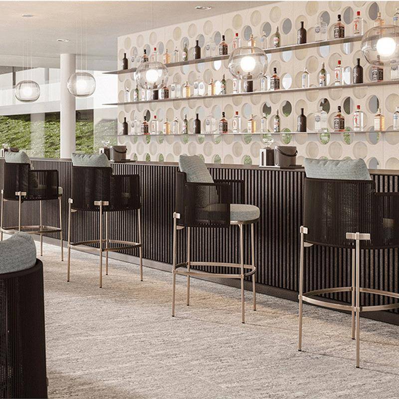 现代简约宿户台外藤吧椅编酒吧民阳靠背椅室外餐卡里吧椅厅铝合金